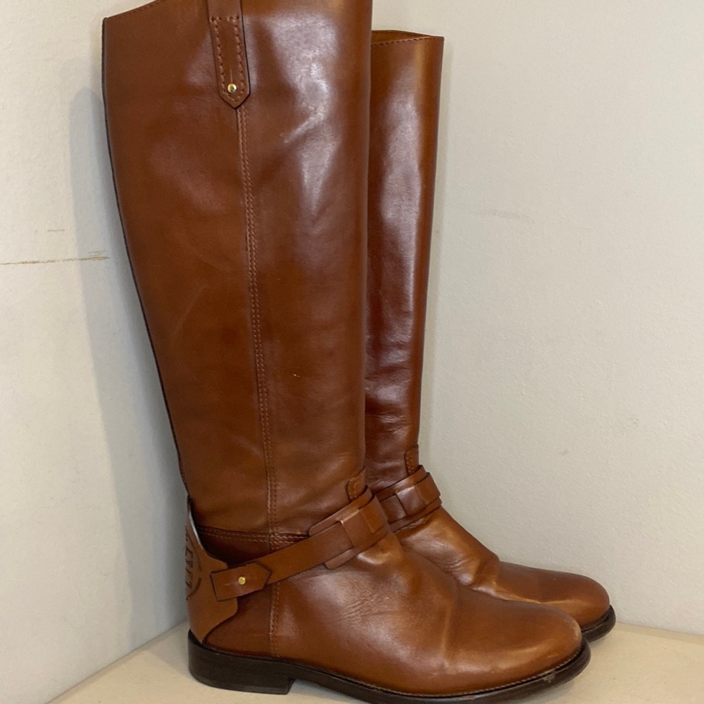 TORY BURCH- Derby Riding Boots in Almond Brown, Women’s Size 7 (Used)